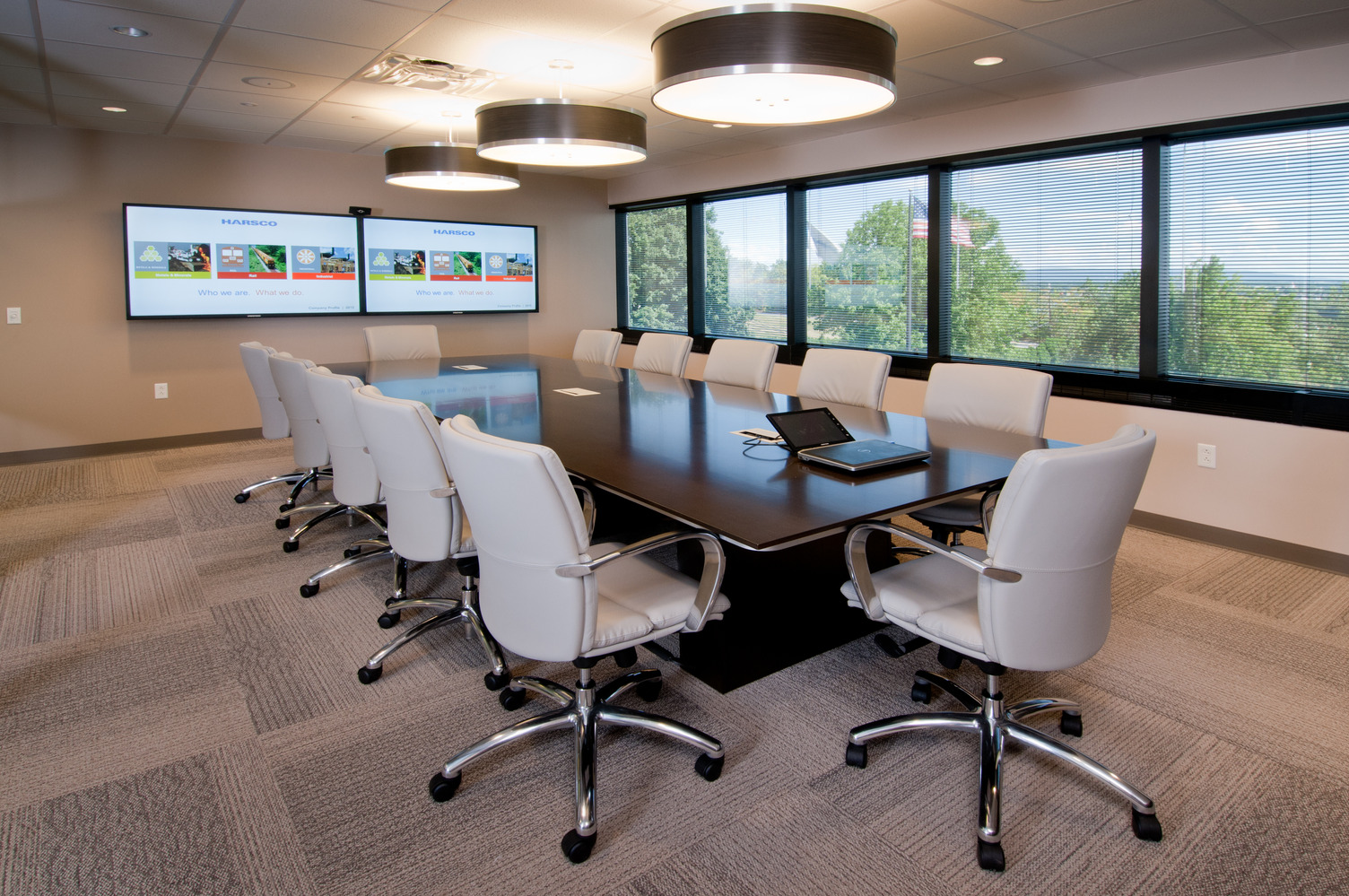 Spacious office with views of natural surroundings at Harsco Corporate Headquarters