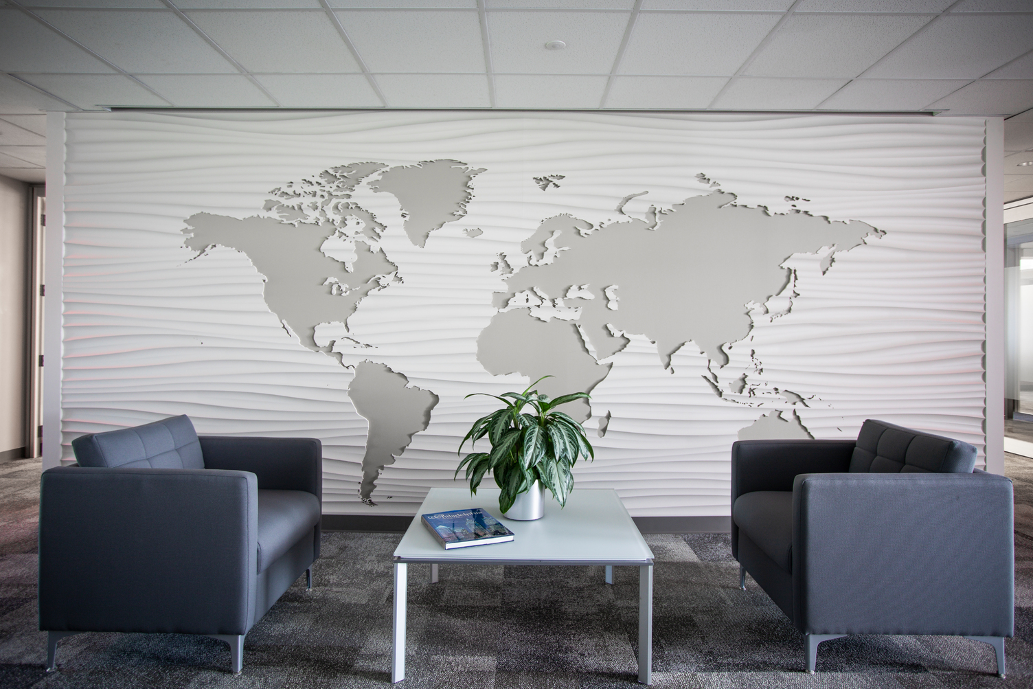 Map at Harsco Corporation headquarters, showcasing the company's global impact.